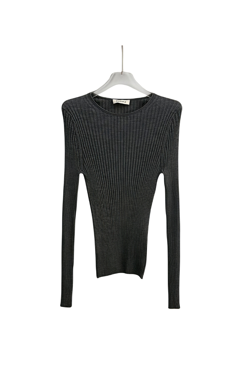 Max Simple Merino Wool Crewneck Sweater Grey