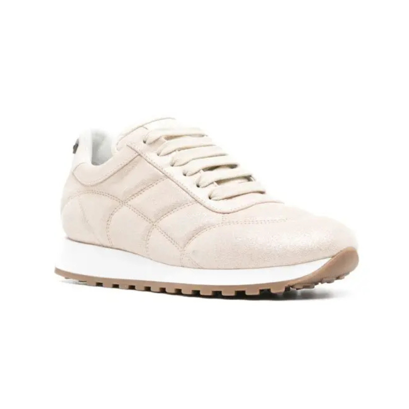 Peserico Logo-Appliqué Lamé Leather Sneakers