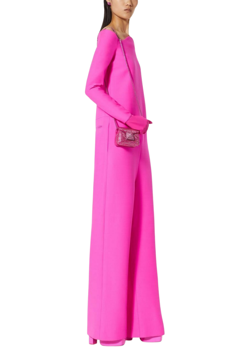 Valentino Wool And Silk Blend Jumpsuit Pink PP 1B0VE2421CF_UWT