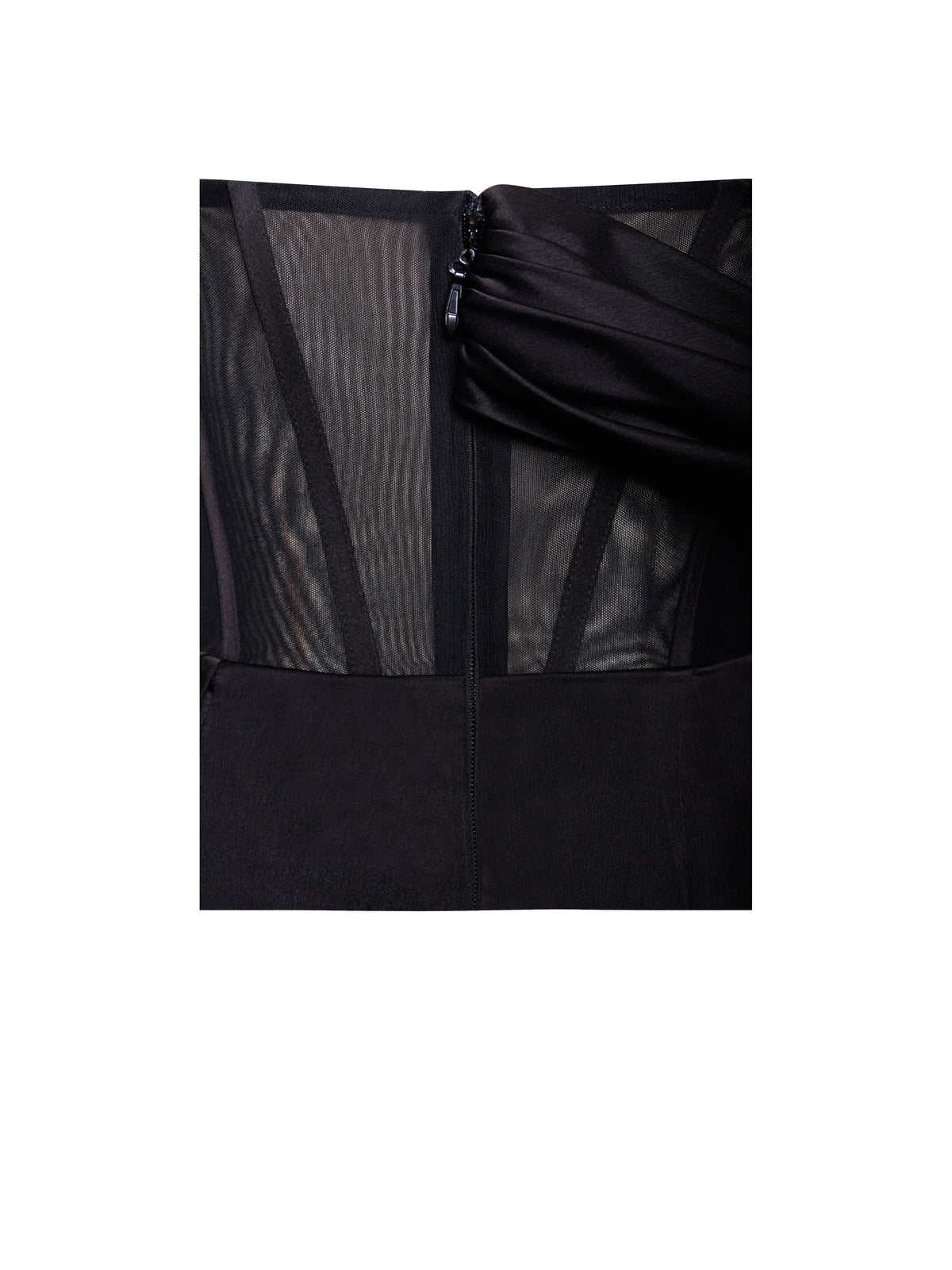 Rebeca Black Satin High Slit Corset Gown (Archive Sale)