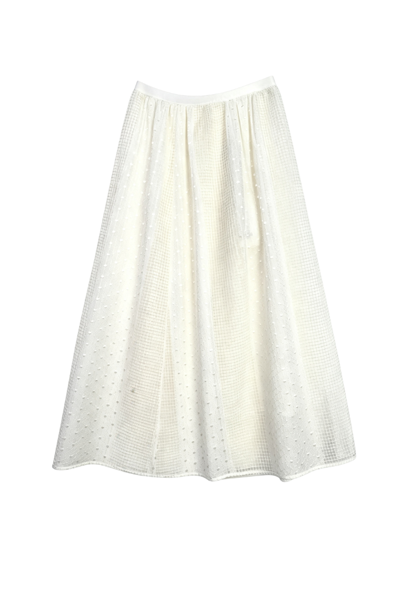 Max Simple Embroidered Silk Skirt White MSXN268722W