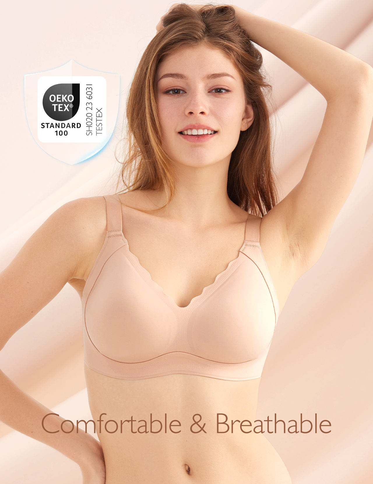 Comfelie Airlite Plunge Bra with Scallop Edges