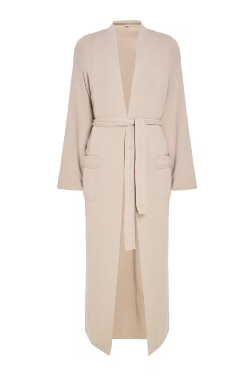 La Perla Belted Knit Coat In Beige