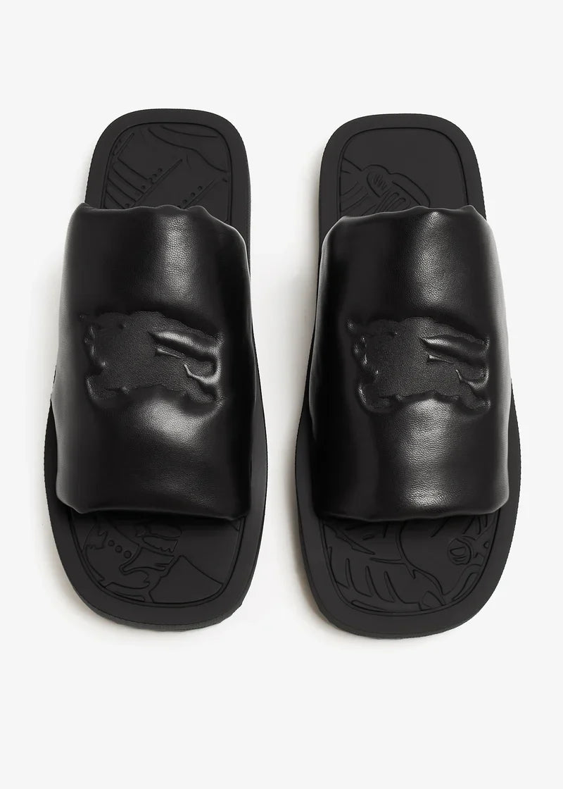 Burberry EKD-debossed leather Slab slides