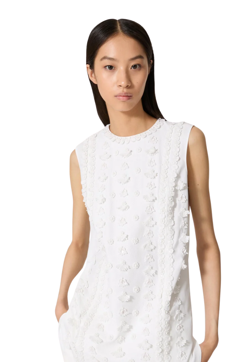 Valentino Top In Compact Popeline Ricamato
