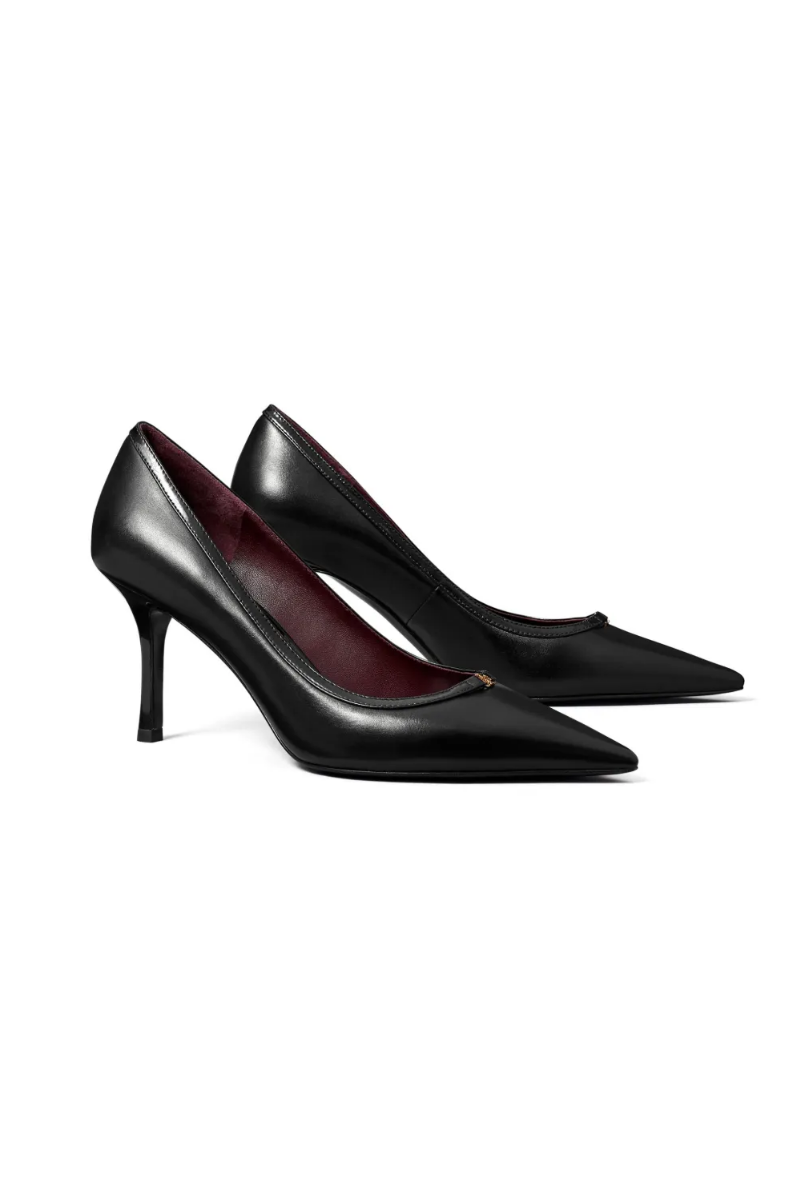 Tory Burch Double T Buckle Pumps 80mm in Black Leather