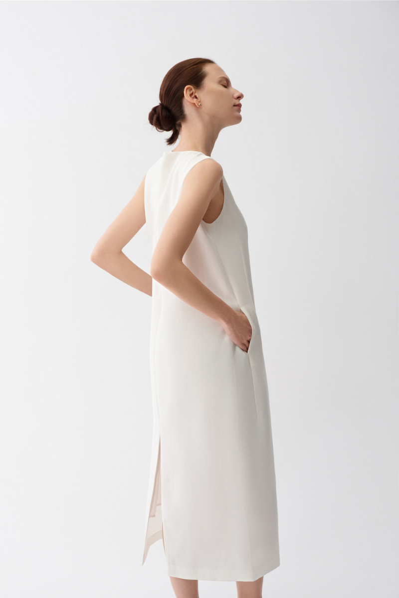 Max Simple Acetate Tank Dress White MSES260002W