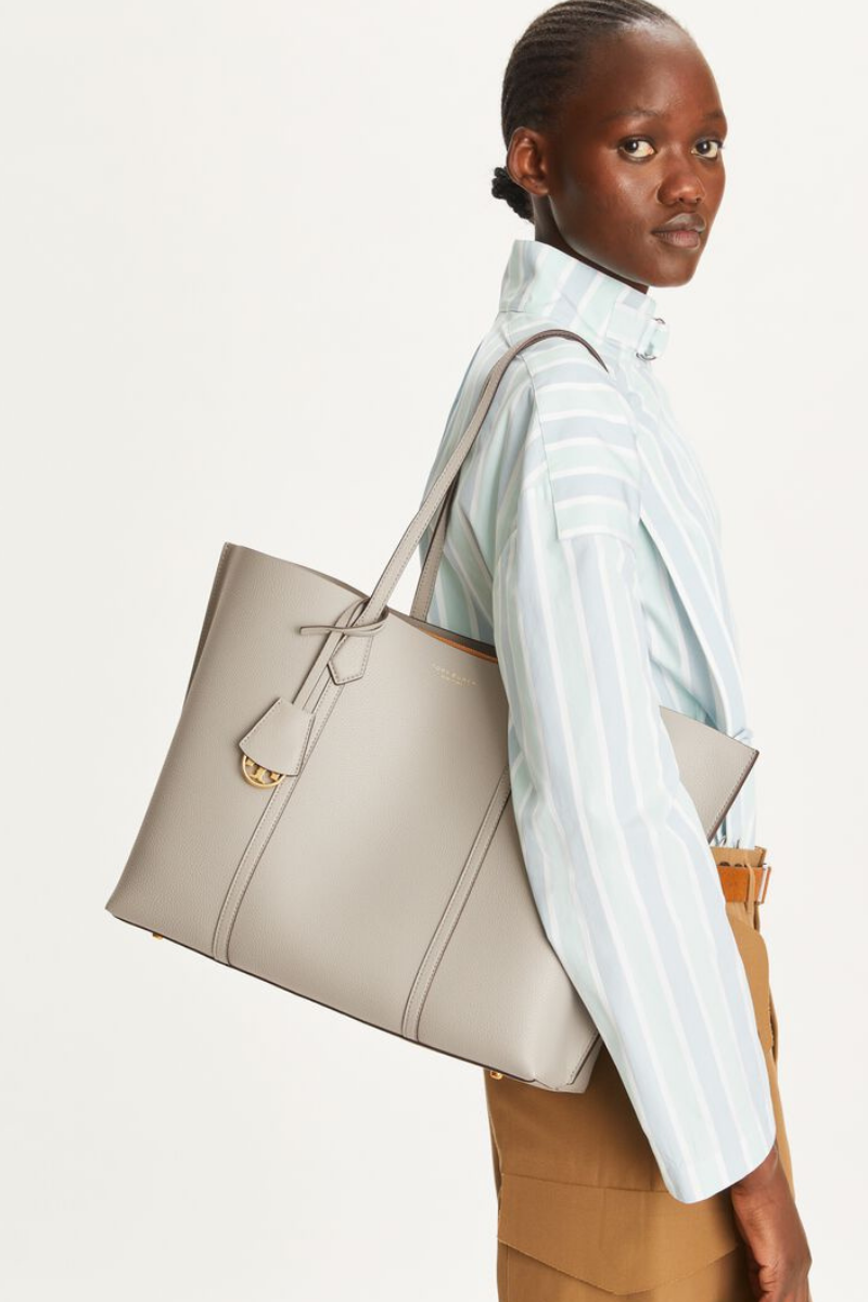 Tory Burch Perry Triple-Compartment Tote Feather Gray 81932-020