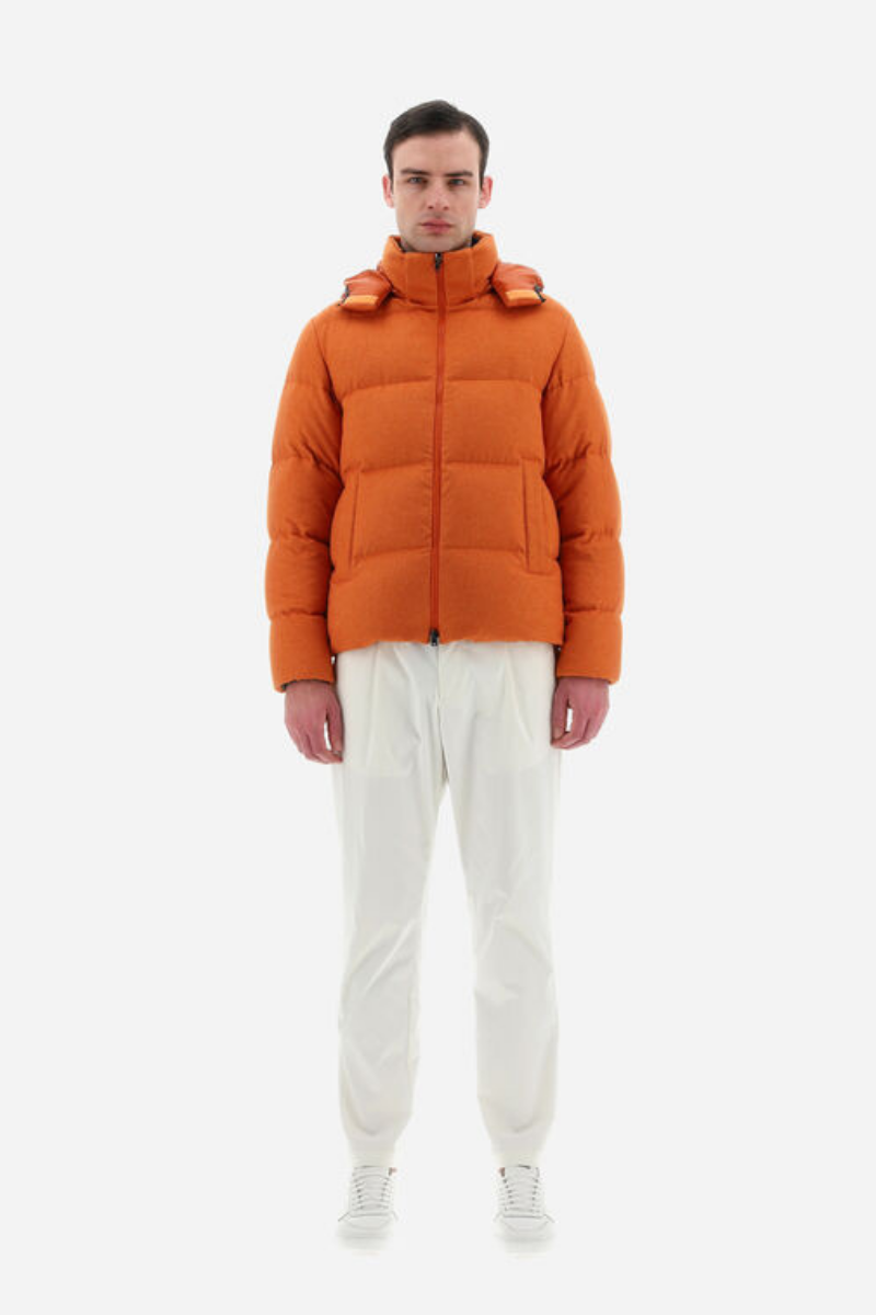 Herno Men's Cashmere, Silk and Nylon Ultralight Bomber Jacket - Orange