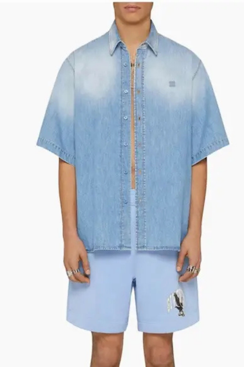 Givenchy Short Sleeves Denim Shirt_Light Blue