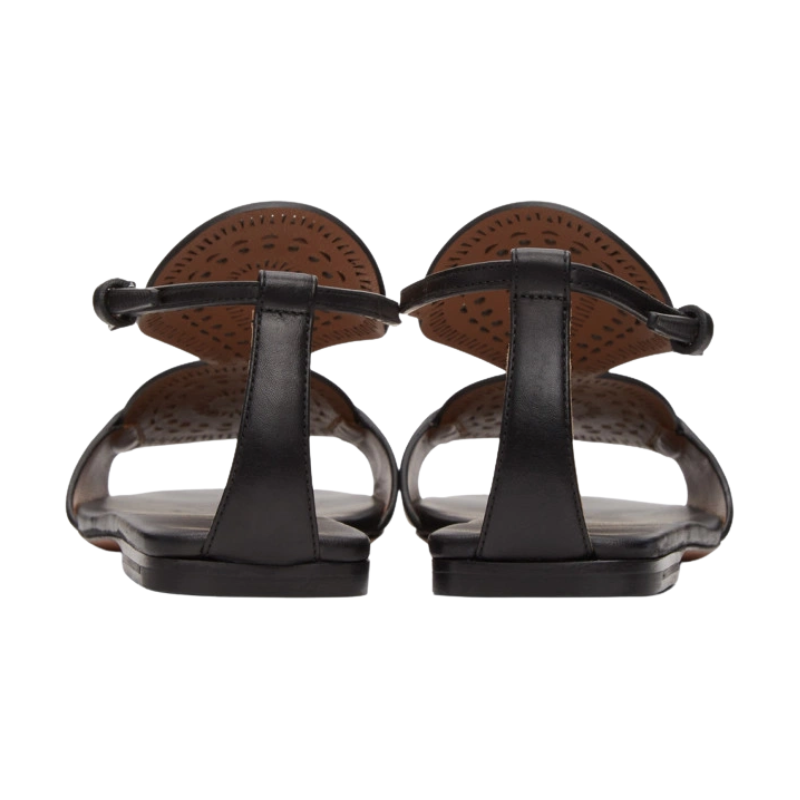 Womens | Alaïa Plastron Openwork Flat Sandals (Black)