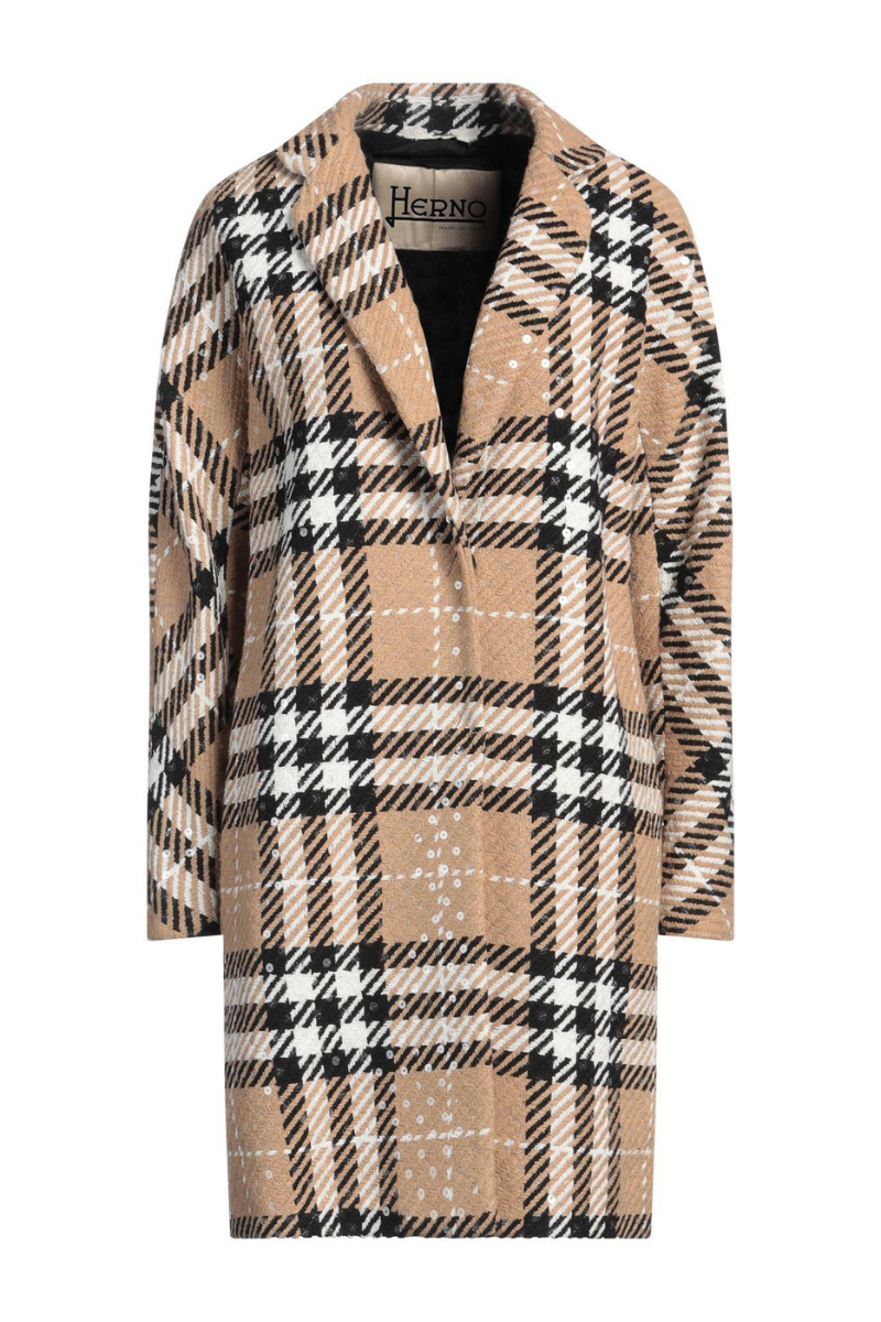 Herno Sequined Plaid Coat