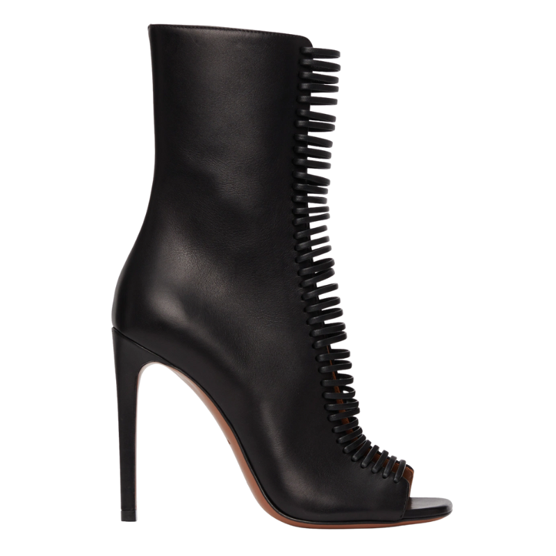 Womens | Alaïa Leather Lace-Up Heels (Black)