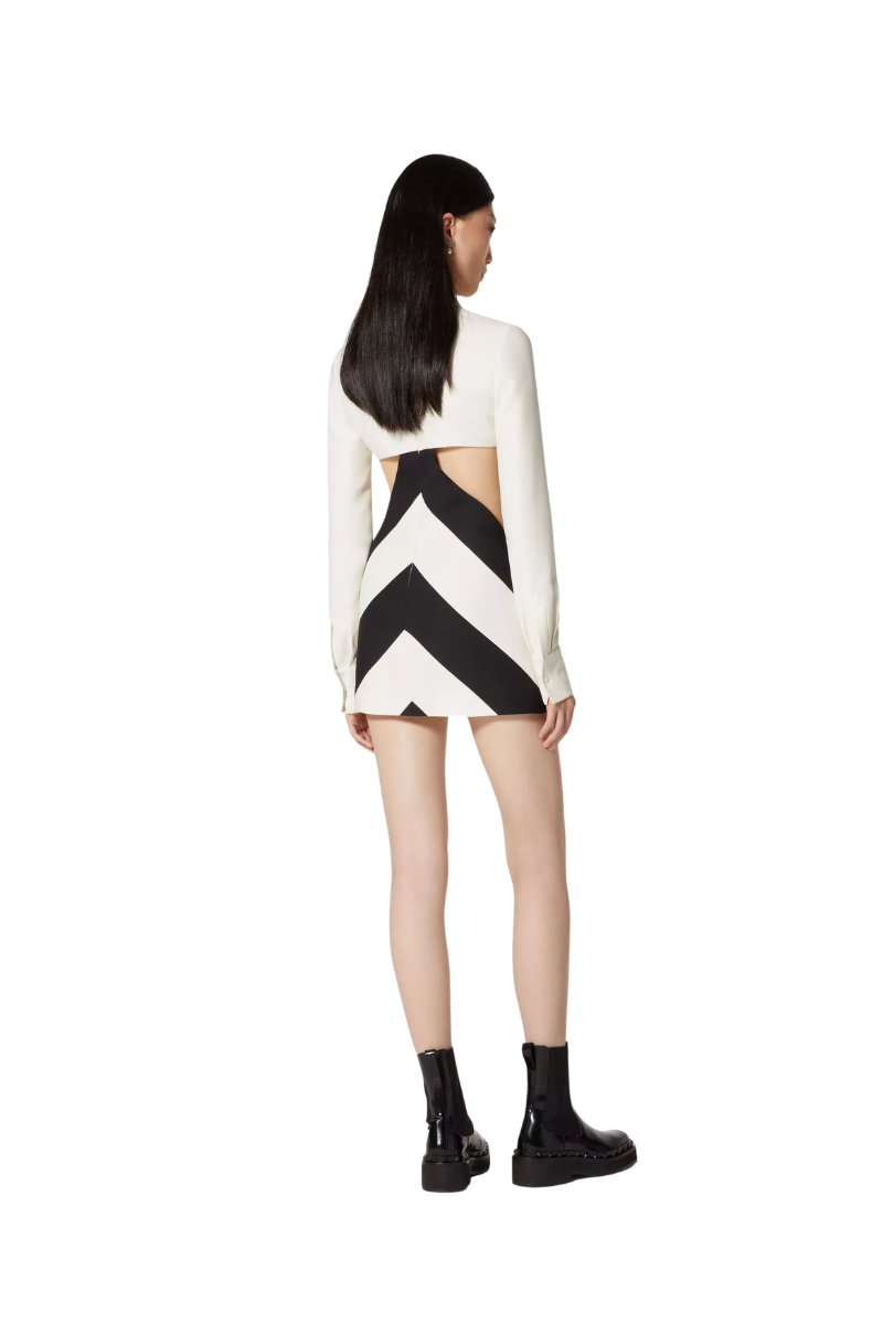Valentino Garavani Strhype Crepe Couture Short Dress Avorio/Nero 3B0VA61287U_0AN