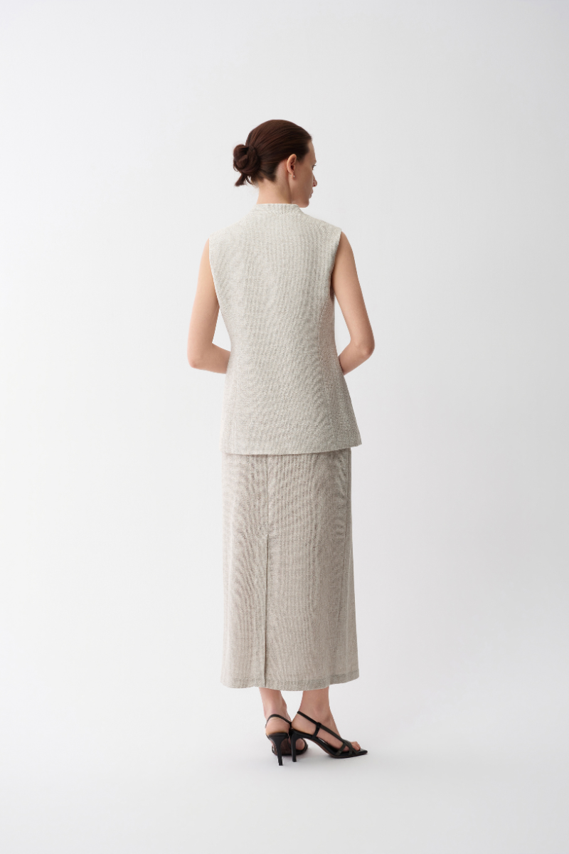 Max Simple Artisanal Lurex Vest Flax MSES260039F