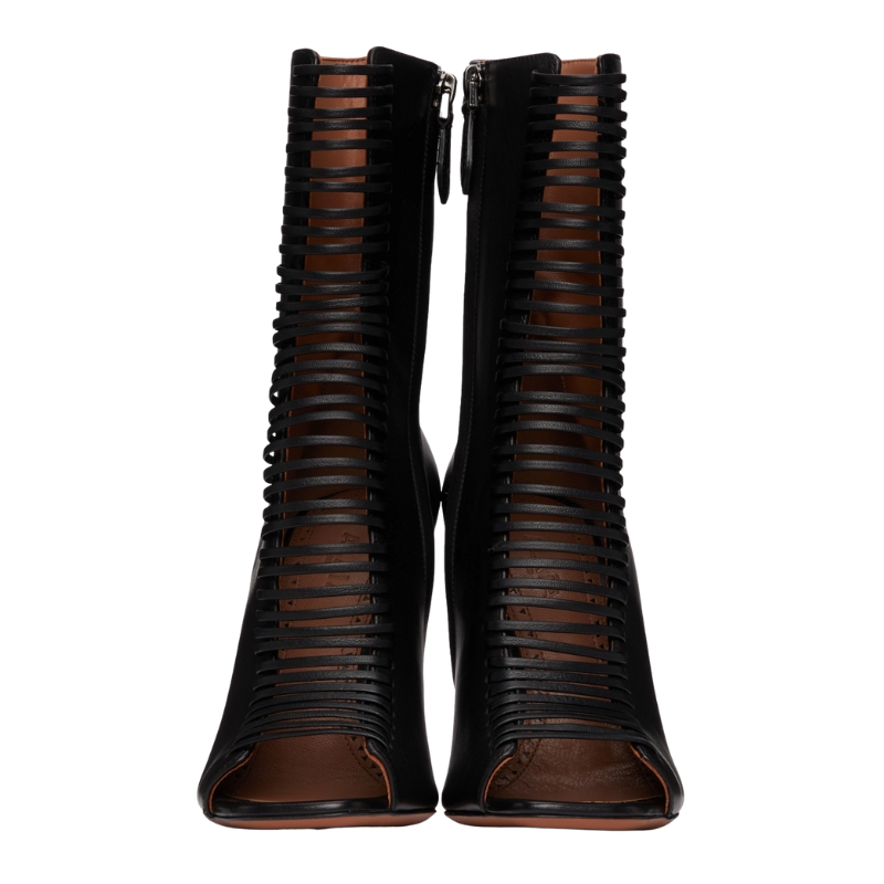 Womens | Alaïa Leather Lace-Up Heels (Black)