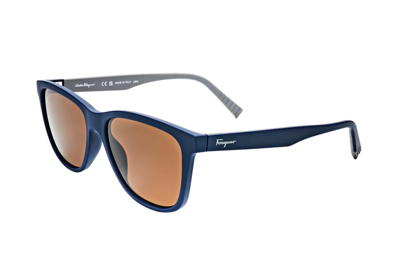 Salvatore Ferragamo Matte Blue Sunglasses Brown Lenses Men’s New SF 998S 002