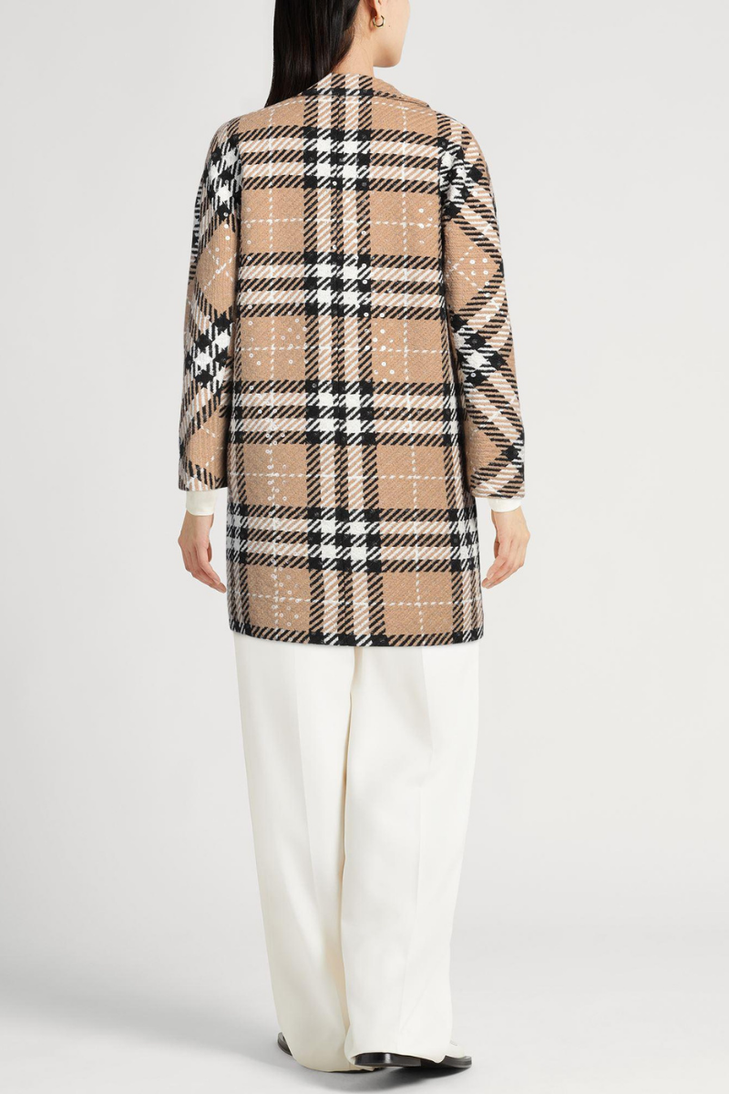 Herno Sequined Plaid Coat