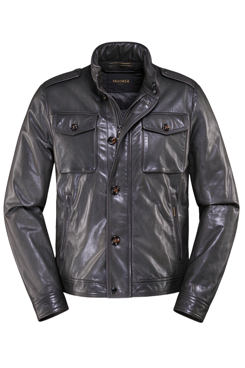 MooRER BARONE-PE6 Leather Jacket Nero