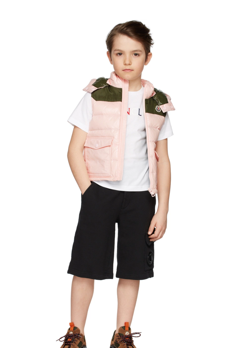 Moncler Kids GENICHI GILET Pink & Green Down Vest