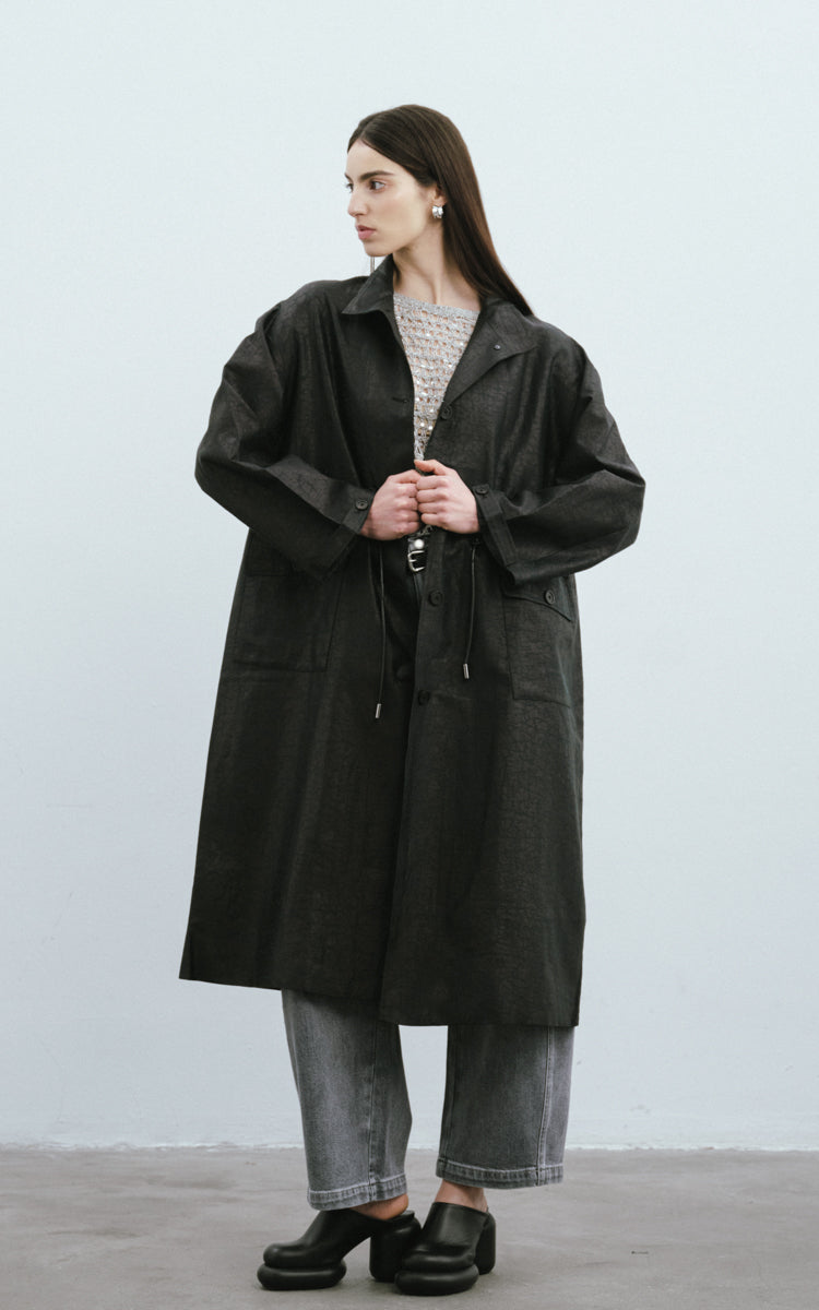 Turtle Shell Pattern Silk Trench