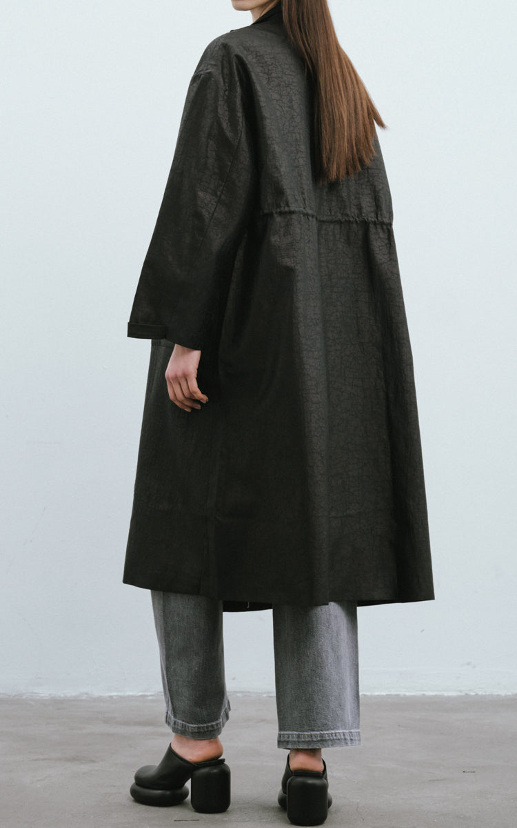 Turtle Shell Pattern Silk Trench