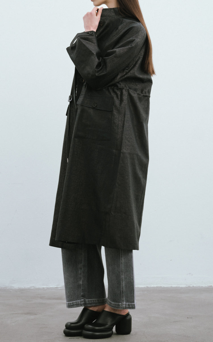 Turtle Shell Pattern Silk Trench