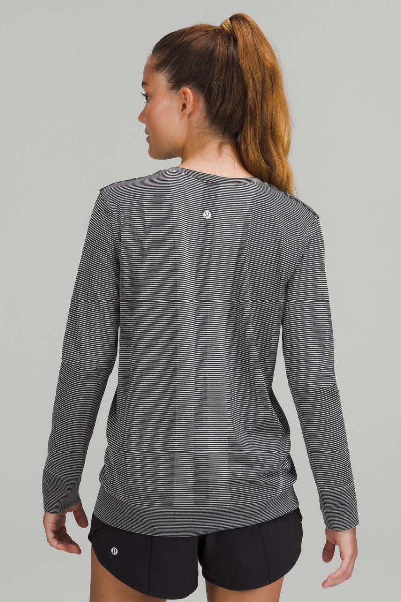Lululemon Swiftly Relaxed long Sleeve Tempo Stripe Black