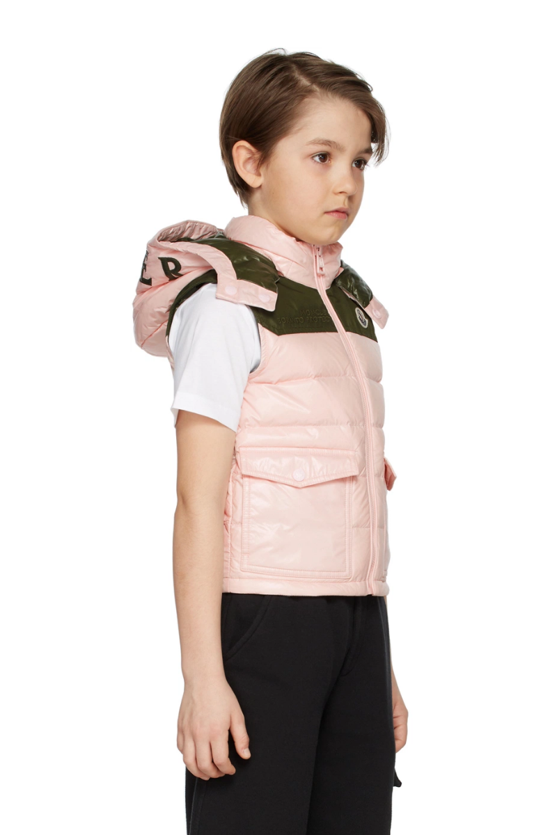 Moncler Kids GENICHI GILET Pink & Green Down Vest