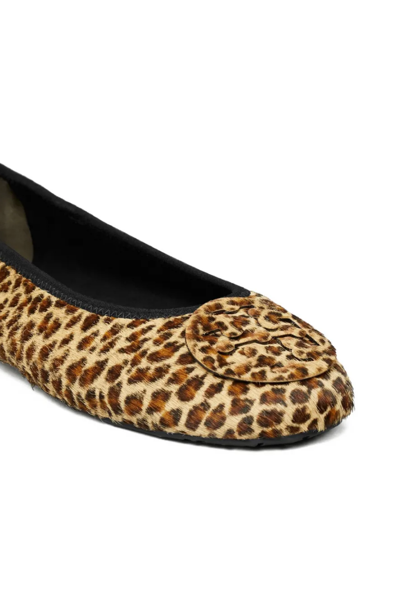 Tory Burch Reva Travel Ballet Flats in Leopard Calf Hair