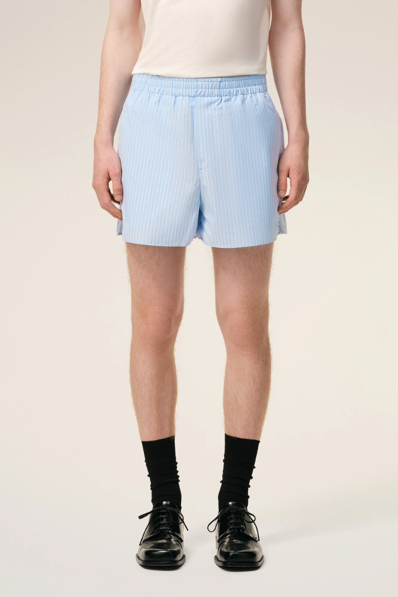 Ami Paris Cotton Elasticated Shorts-Blue