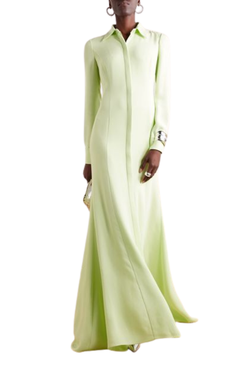 Valentino Garavani Silk-Crepe Shirt Gown Yellow Mint 3B0VDGU51MM_ZKQ