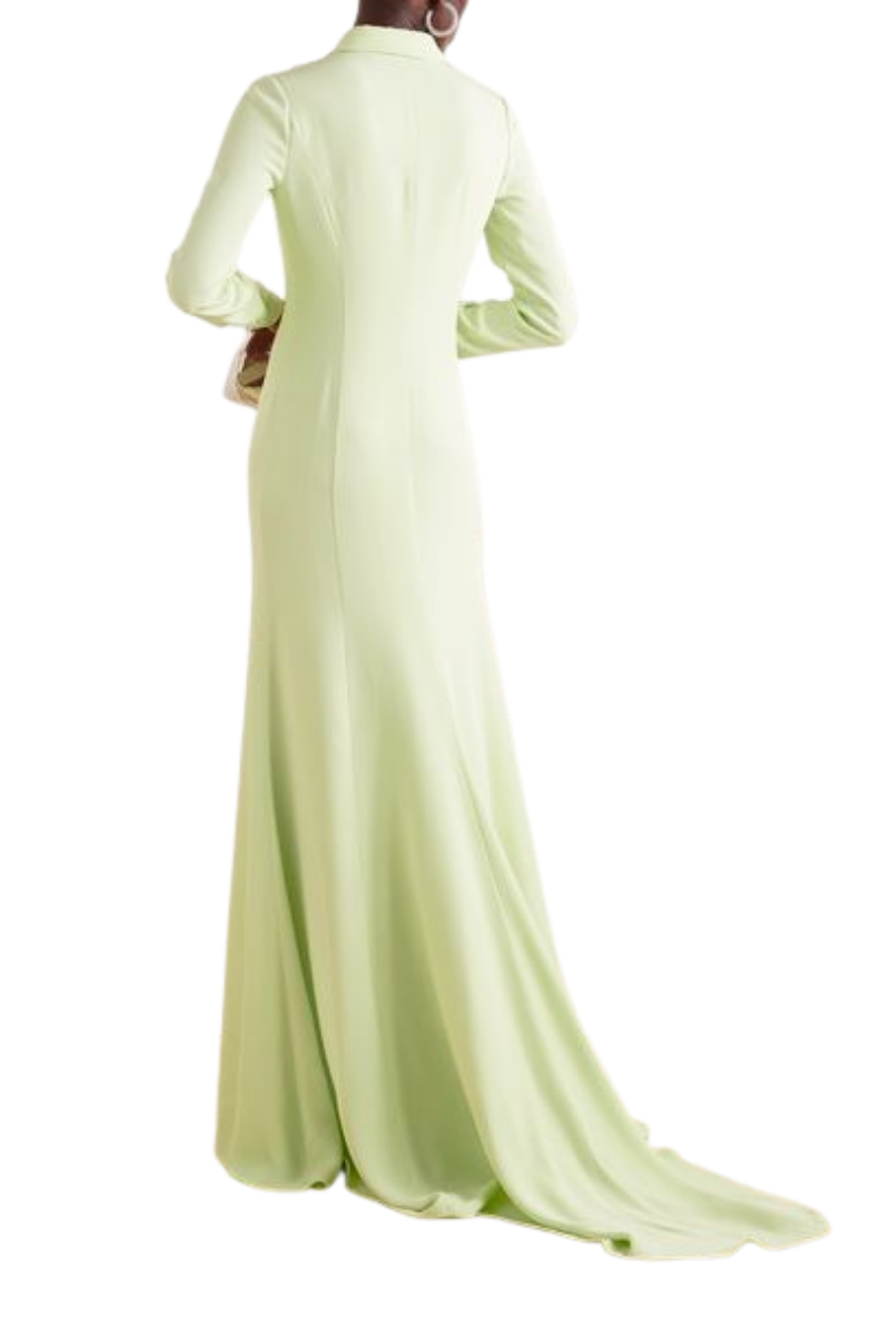 Valentino Garavani Silk-Crepe Shirt Gown Yellow Mint 3B0VDGU51MM_ZKQ