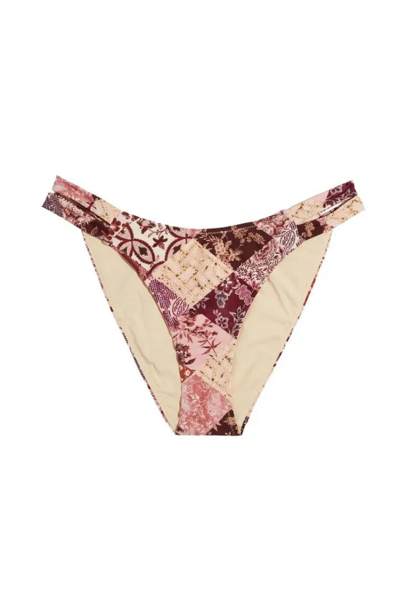 Tigerlily Tiger Patchwork-Effect Printed Low-Rise BikiniBriefs Burgundy