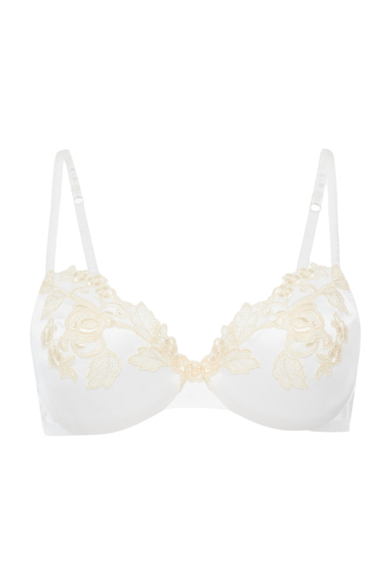 La Perla Silk Underwired Bra in White with Ivory Frastaglio PLM005088
