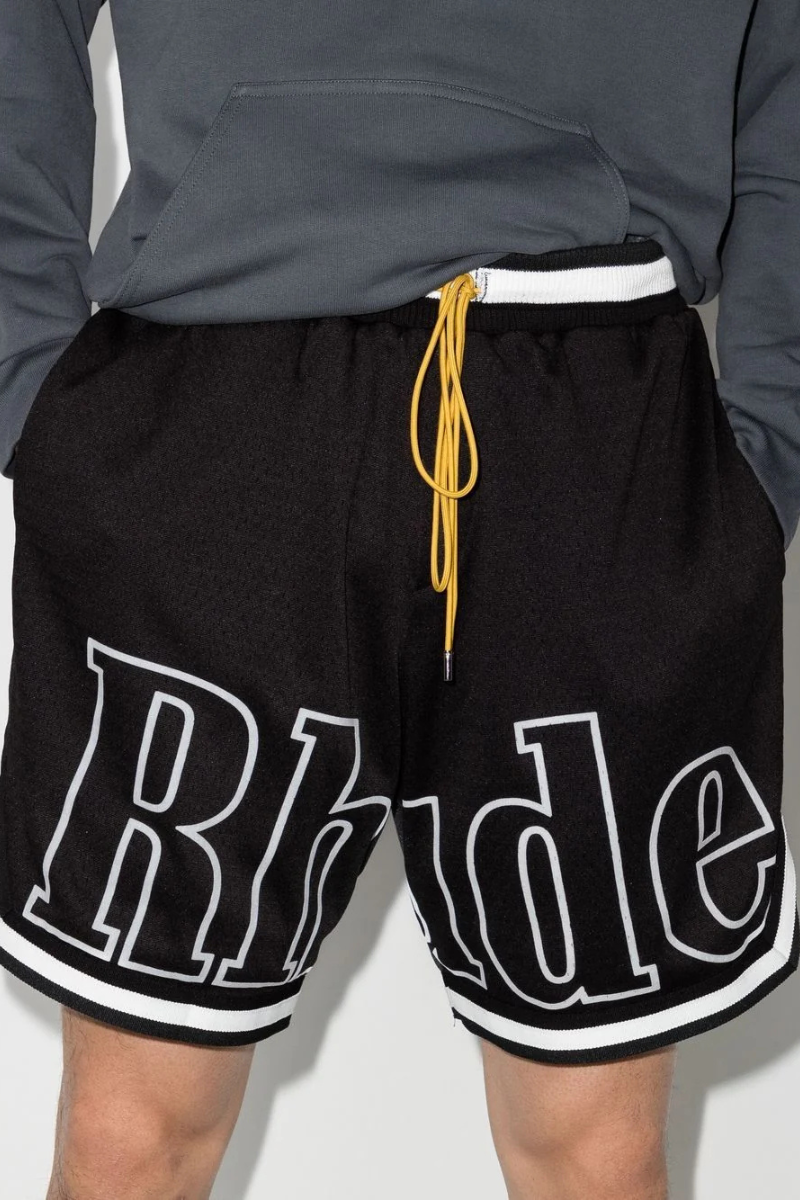 Rhude Men's Court Logo Shorts Black RHSS225H0119637