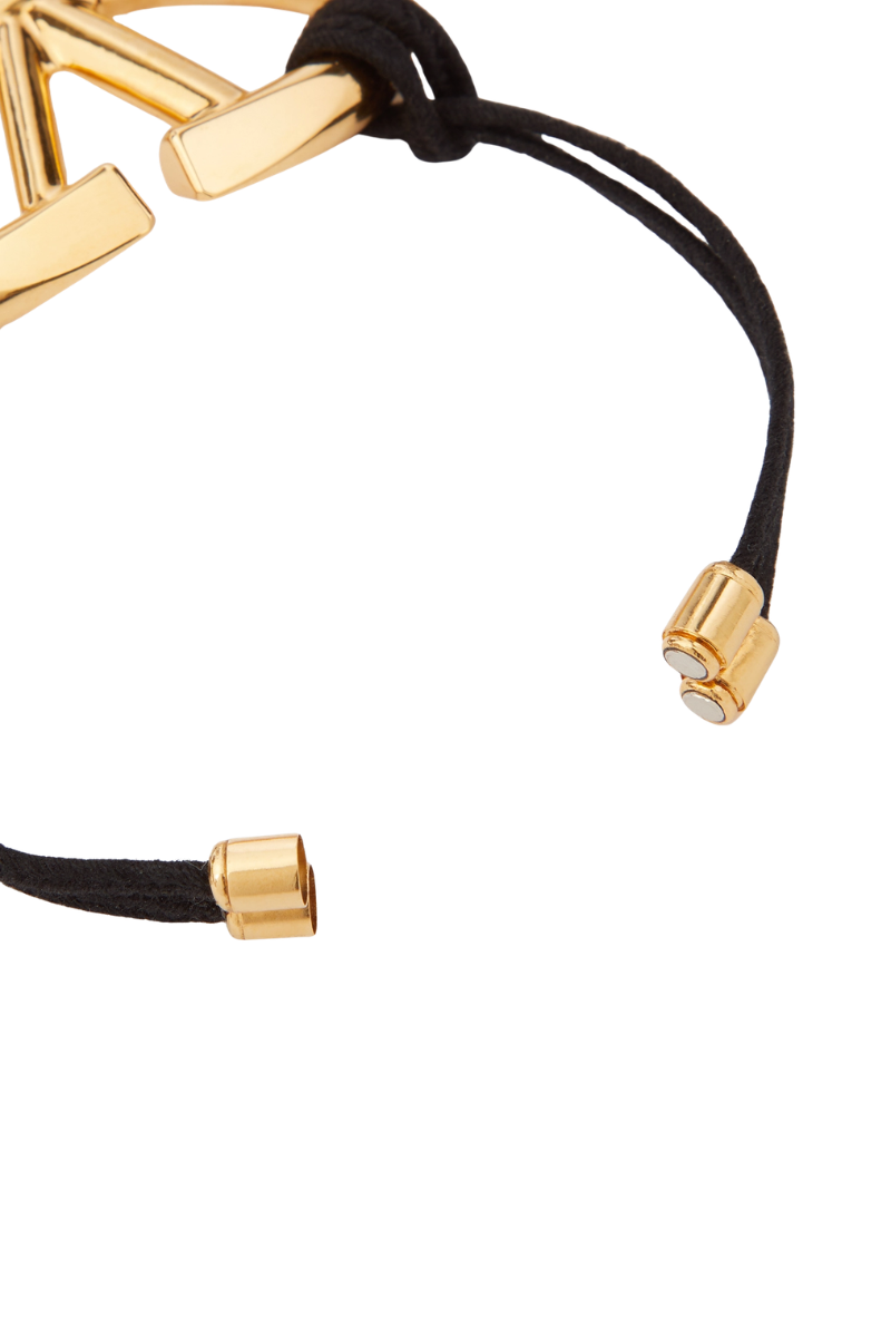 Valentino Garavani Vlogo Rope Bracelet In Black