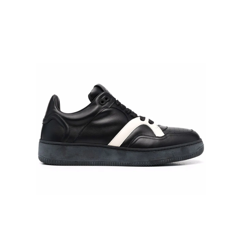 Mens | Human Recreational Services Two-Tone Leather Sneaker Black/White
