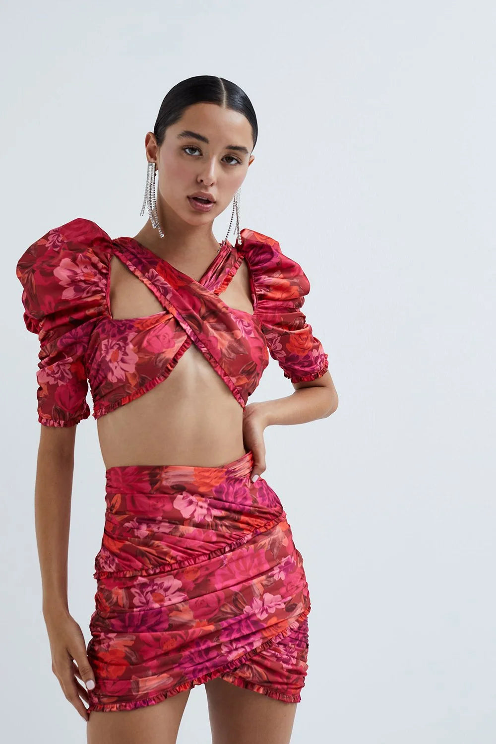 For Love & Lemons Alia Cross Front Crop Top