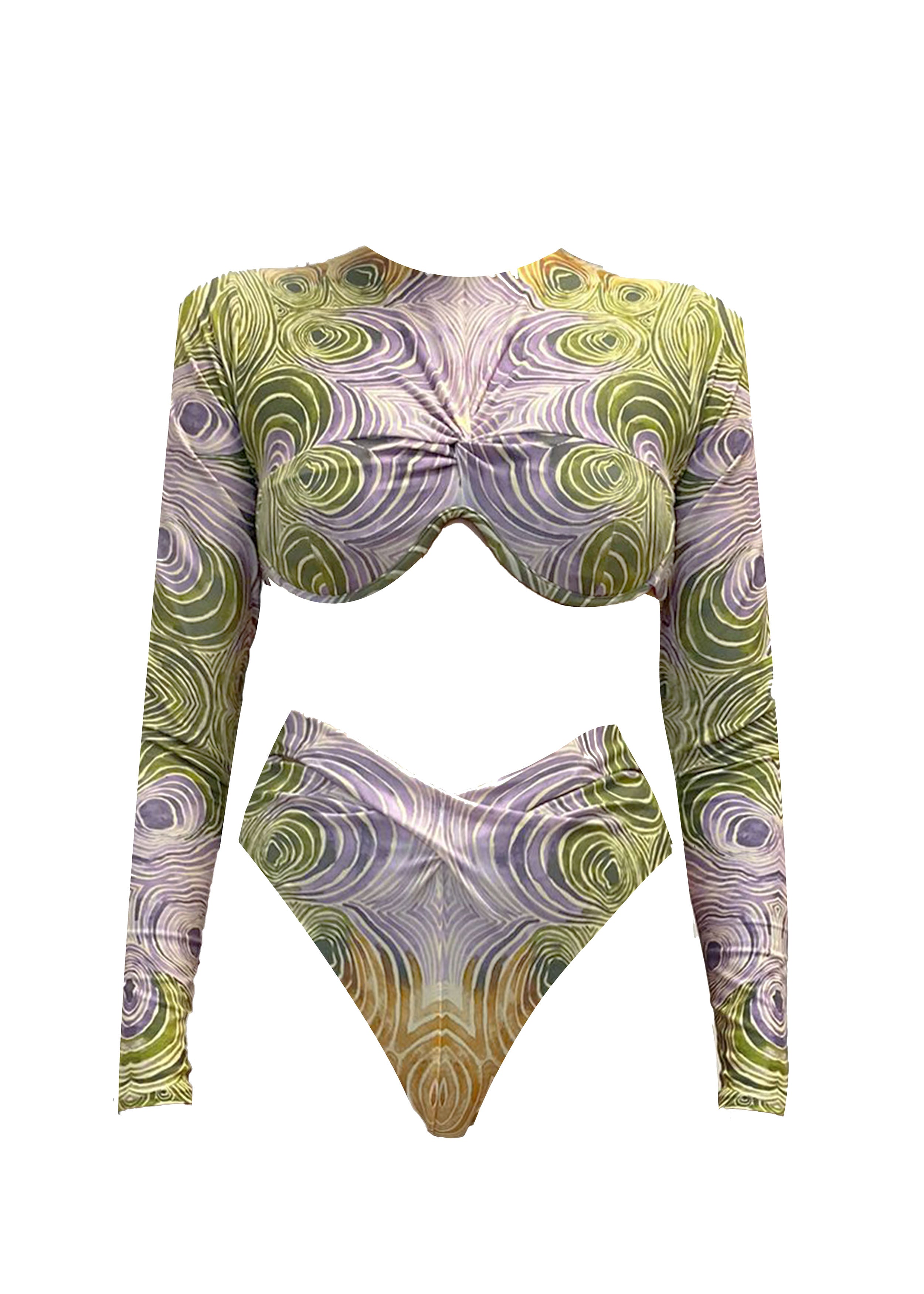 AKACIA WOODGRAIN LONG SLEEVE BIKINI BOTTOM