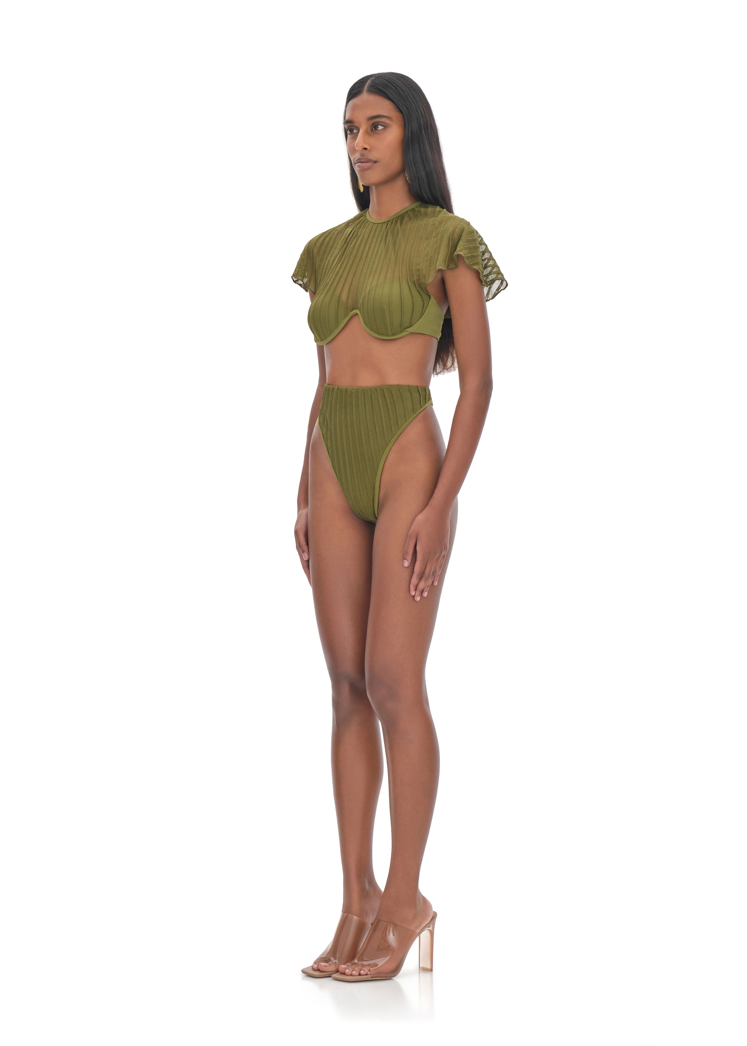 GARA GREEN HIGH RISE BIKINI BOTTOM
