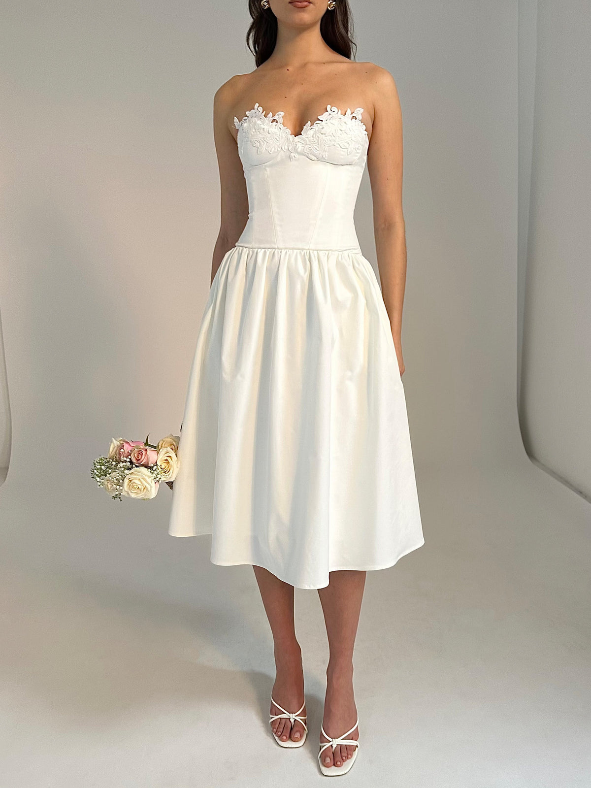 Rowan White Lace Drop Waist Corset Sundress (Archive Sale)