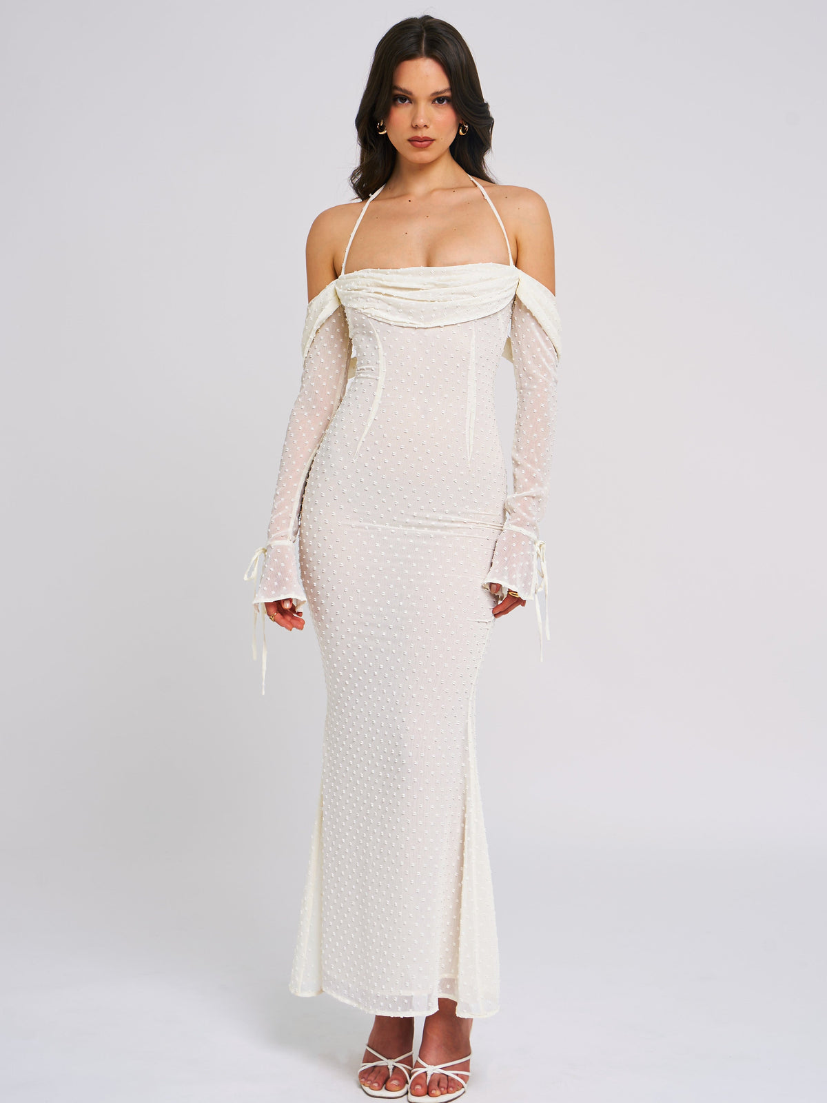 Kaia Long Sleeve Off Shoulder Maxi Dress (Archive Sale)
