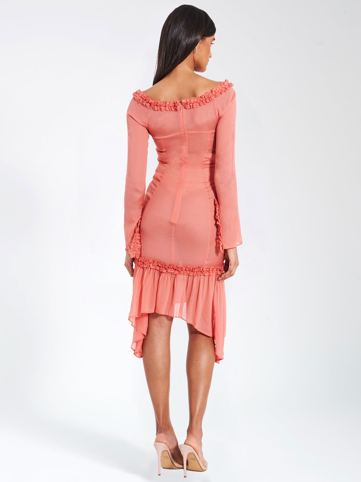 Fiorella Rosy Mauve Satin Rayon Midi Dress (Archive Sale)
