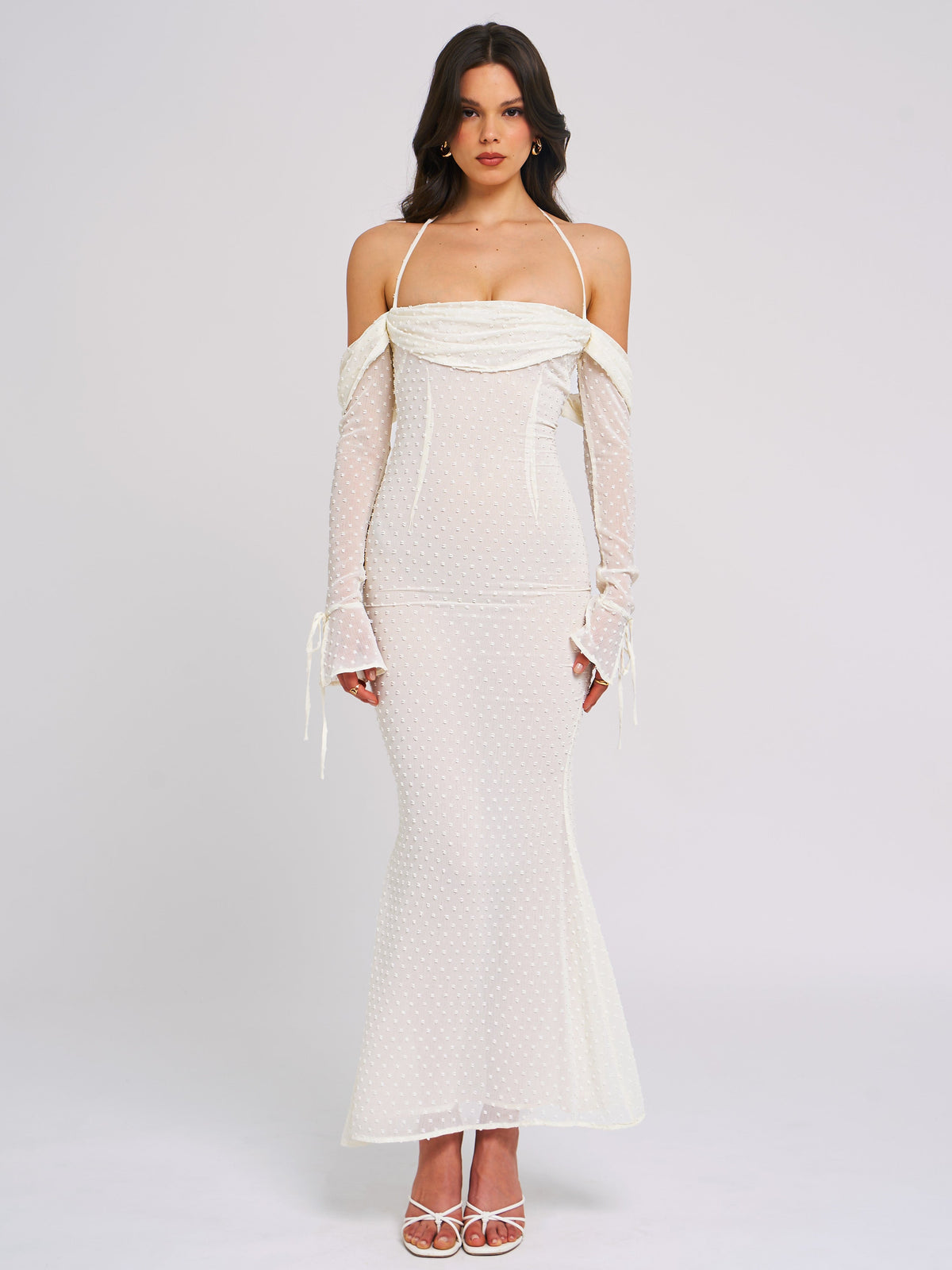 Kaia Long Sleeve Off Shoulder Maxi Dress (Archive Sale)