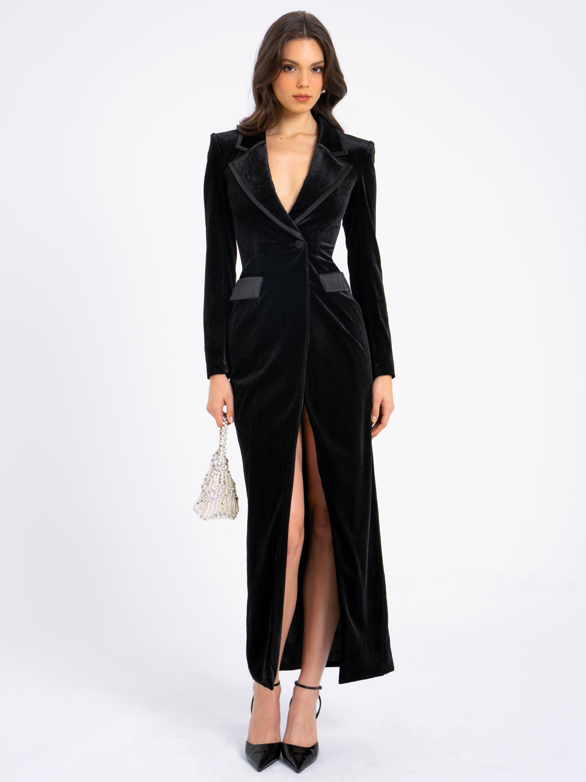Willow Velvet High Slit Blazer Gown (Archive Sale)