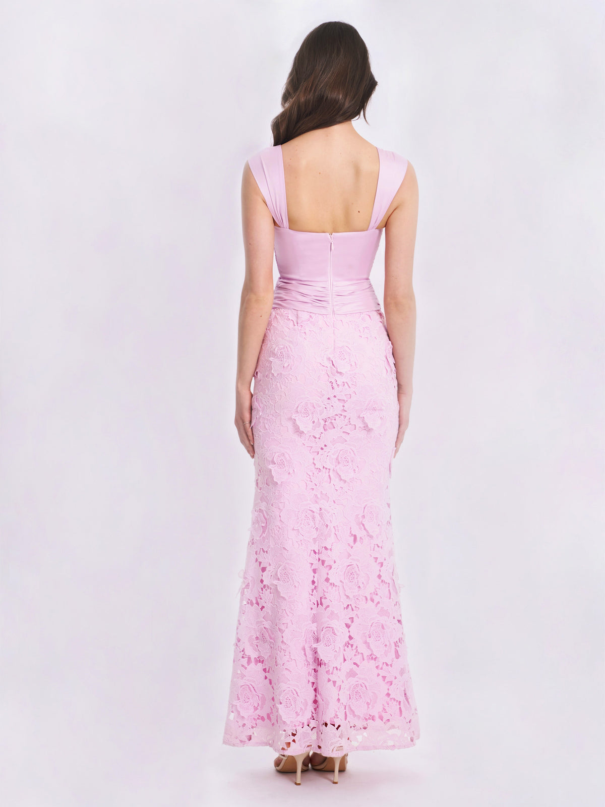 Dahlia Pink Floral Lace Mermaid Gown (Archive Sale)