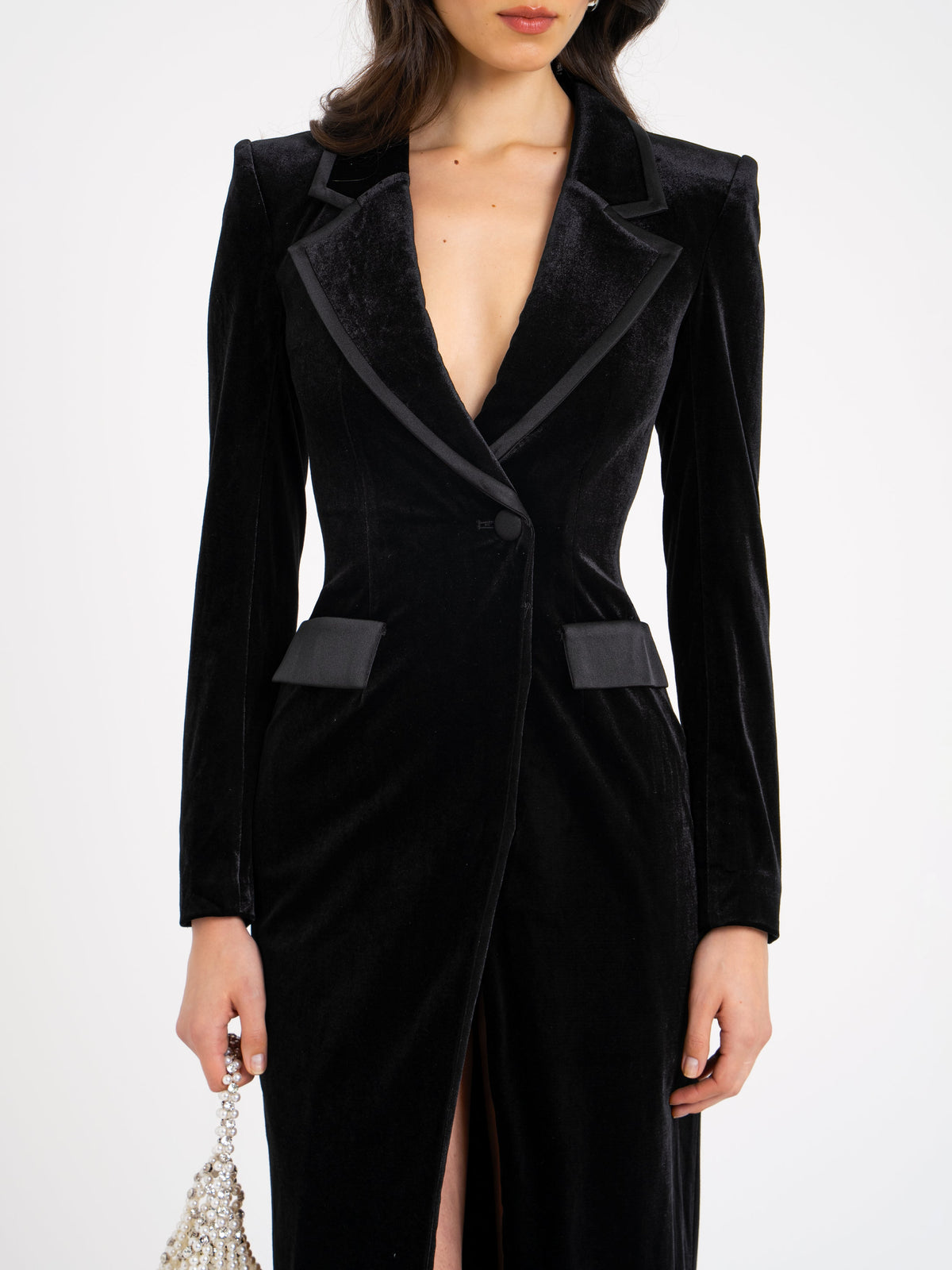 Willow Velvet High Slit Blazer Gown (Archive Sale)