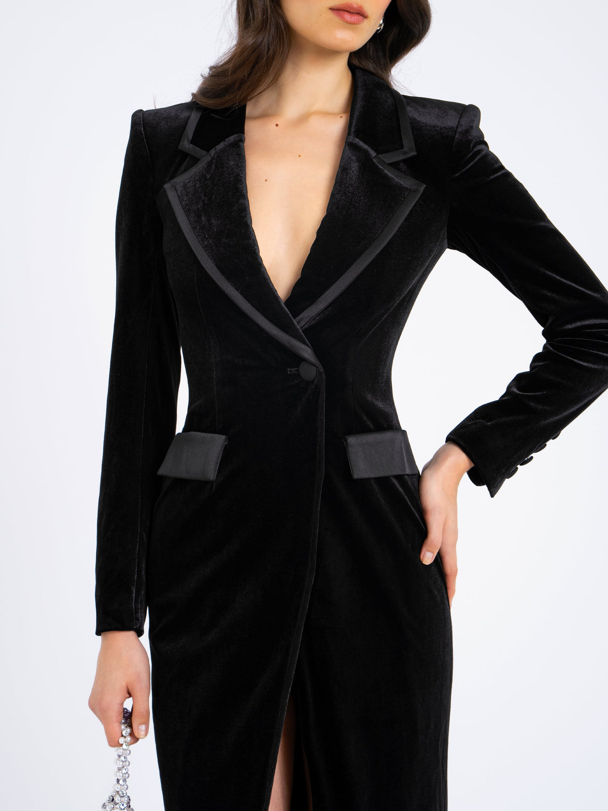 Willow Velvet High Slit Blazer Gown (Archive Sale)