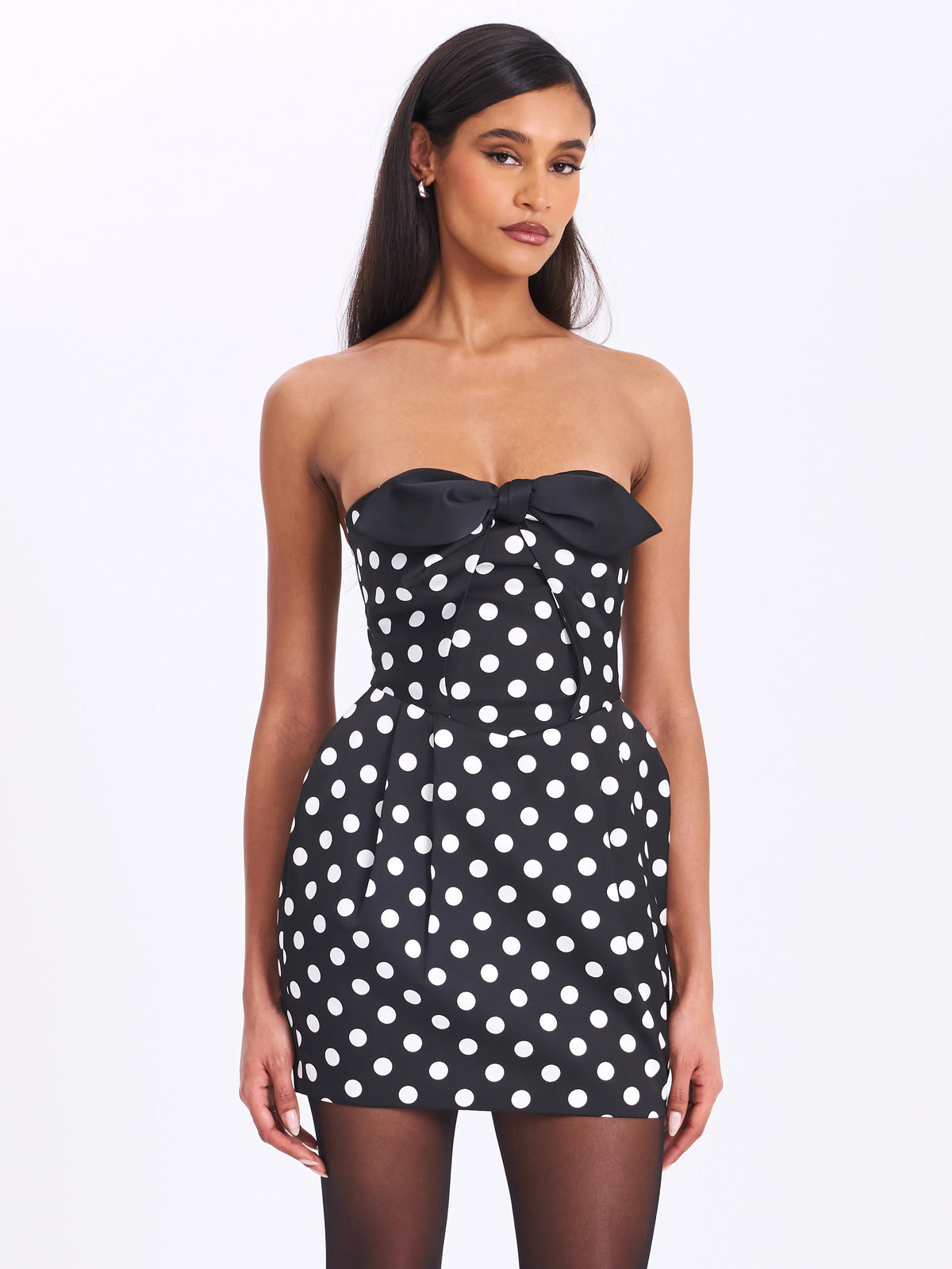 Tahira Black Strapless Mini Dress with Bow (Archive Sale)